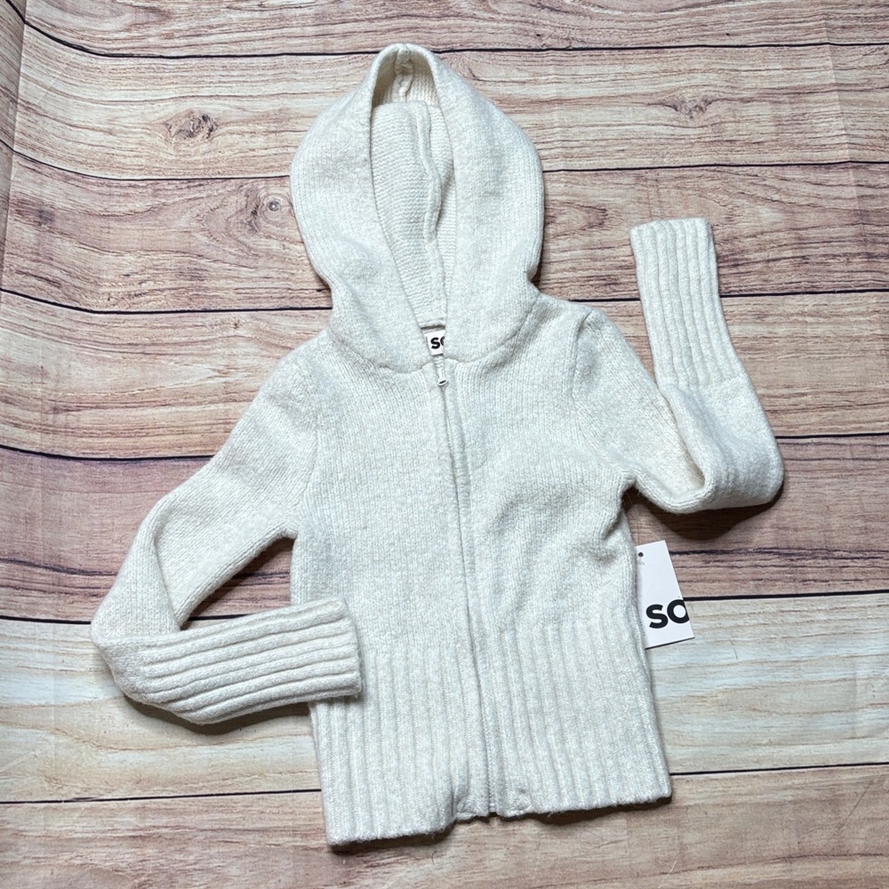 Little Girls Zip Up Hooded Sweater White Size 7